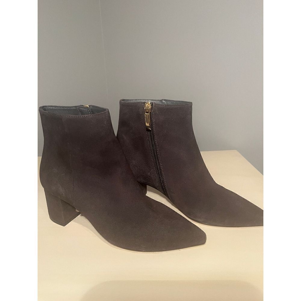L'Agence Women Jeanne II Pointed Toe Graphite Suede Bootie Size 6